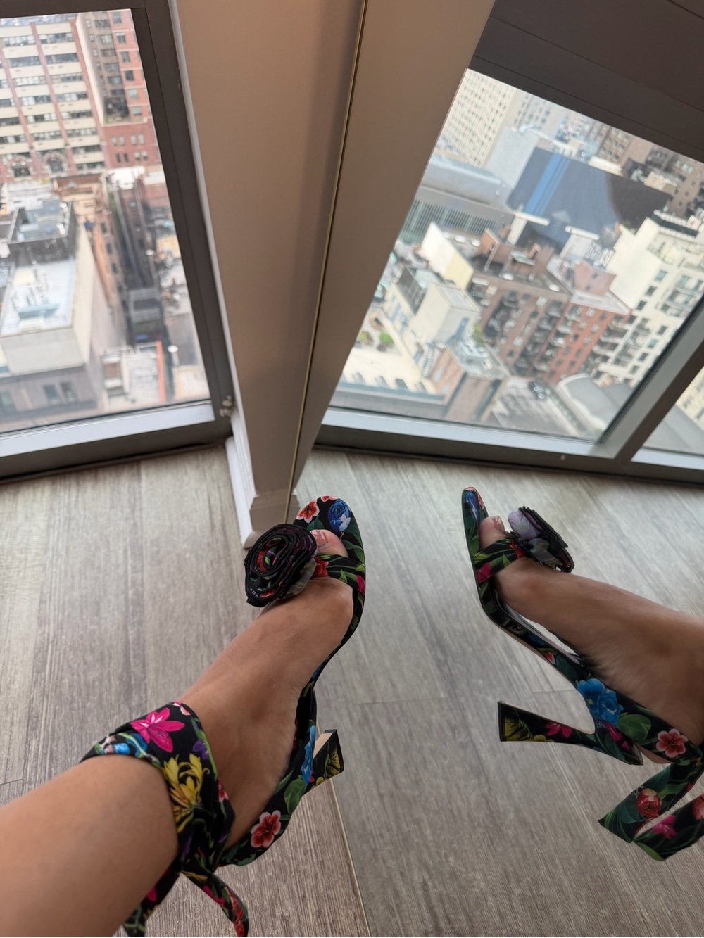 Nine West Floral Multicolor Ankle-Tie Block Heels - Picture 6 of 10
